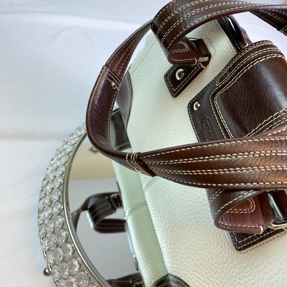 Coach Leather Turnlock Satchel Brown Cream - F13961 🤍 Janice - Picture 17 of 17